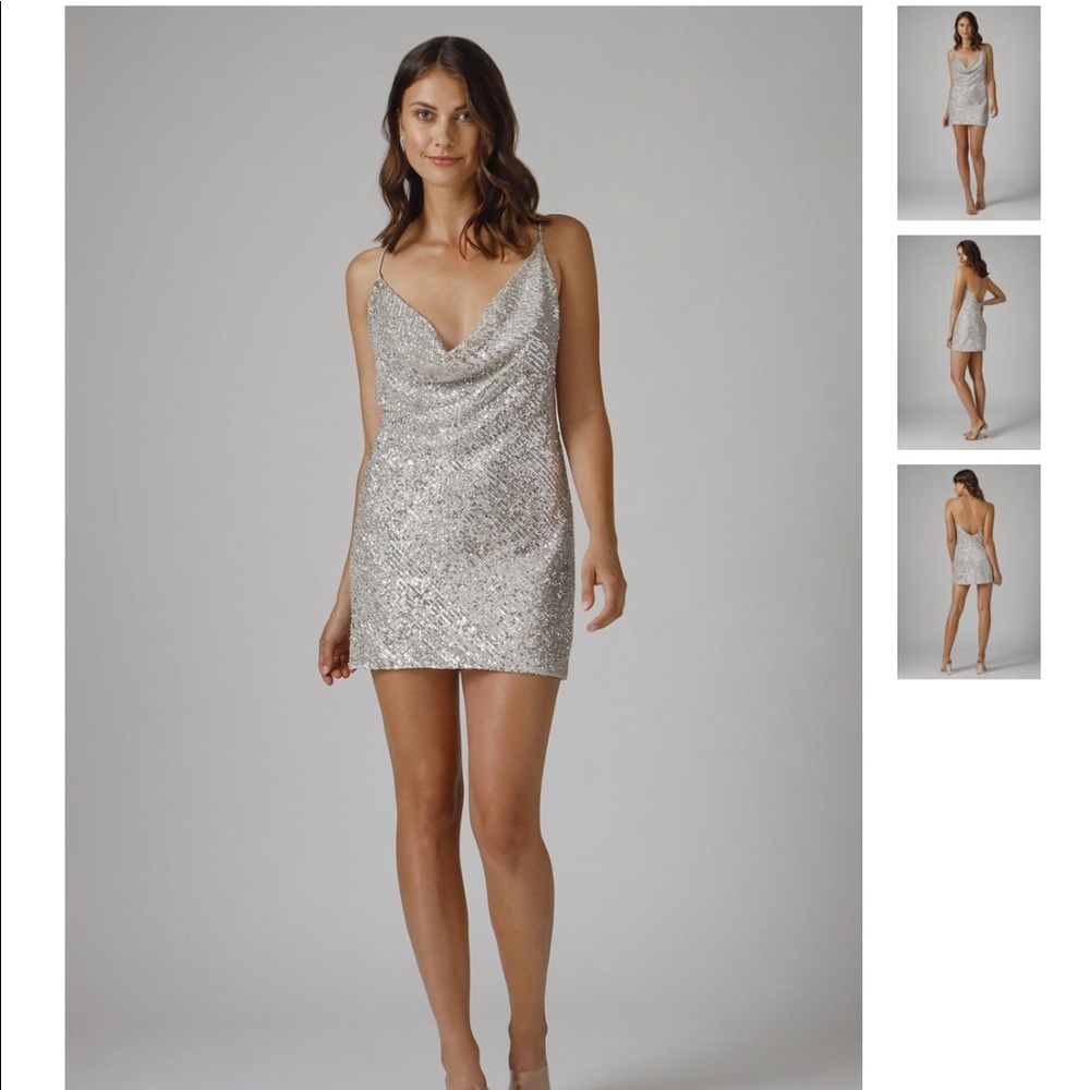 JAYGODFREY Silver Sequin Mini Dress